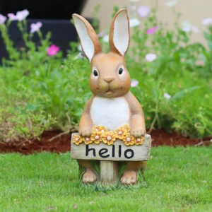 Outdoor Welcome Bunny Garden Statue